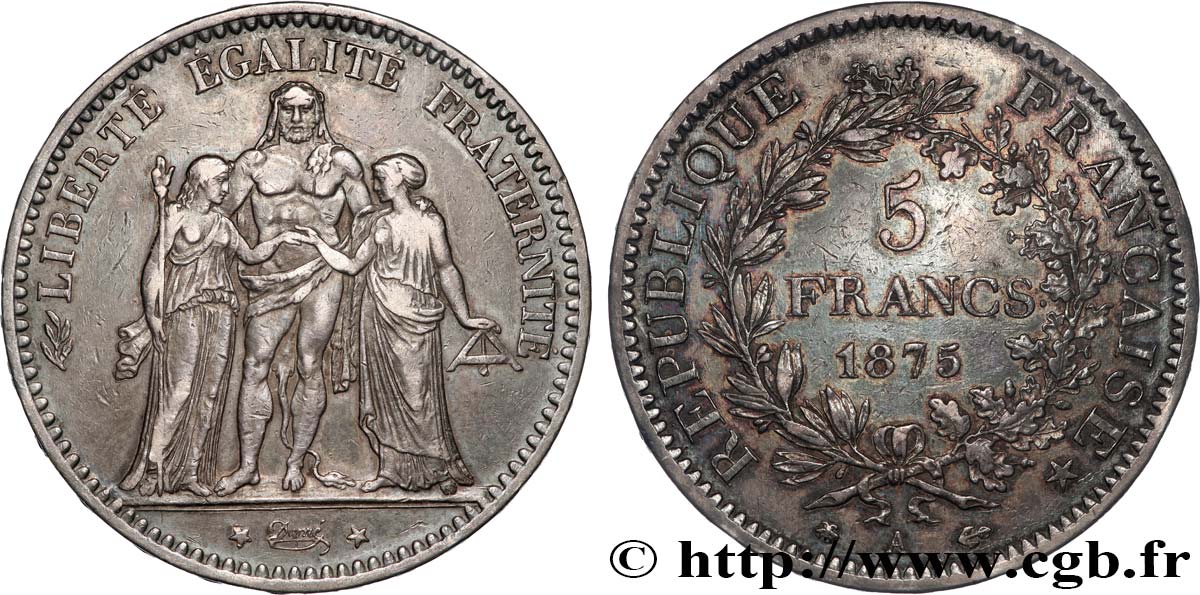 5 francs Hercule 1875 Paris F.334/14 MB 