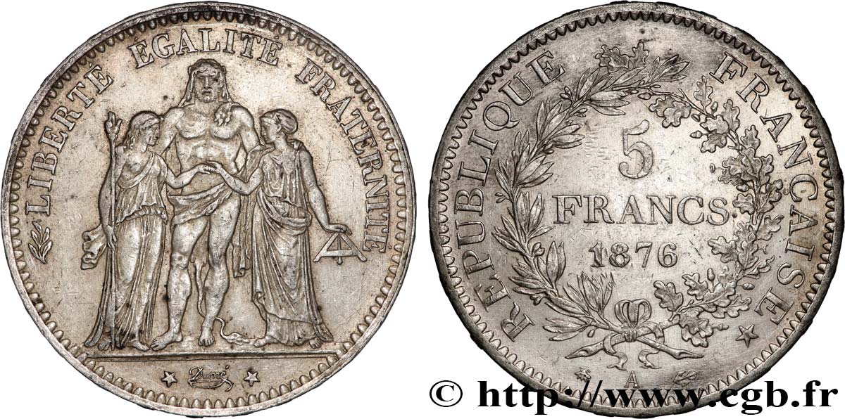 5 francs Hercule 1876 Paris F.334/17 MBC 