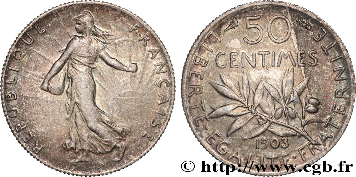 50 centimes Semeuse 1903 Paris F.190/10 EBC60 