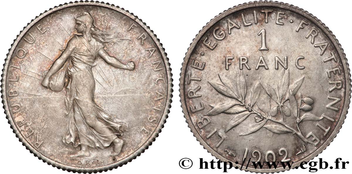 1 franc Semeuse 1902 Paris F.217/7 SPL62 