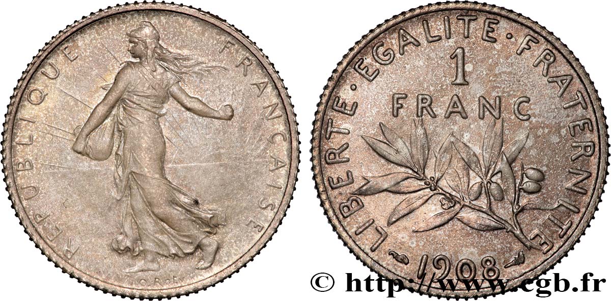 1 franc Semeuse 1908 Paris F.217/13 EBC62 