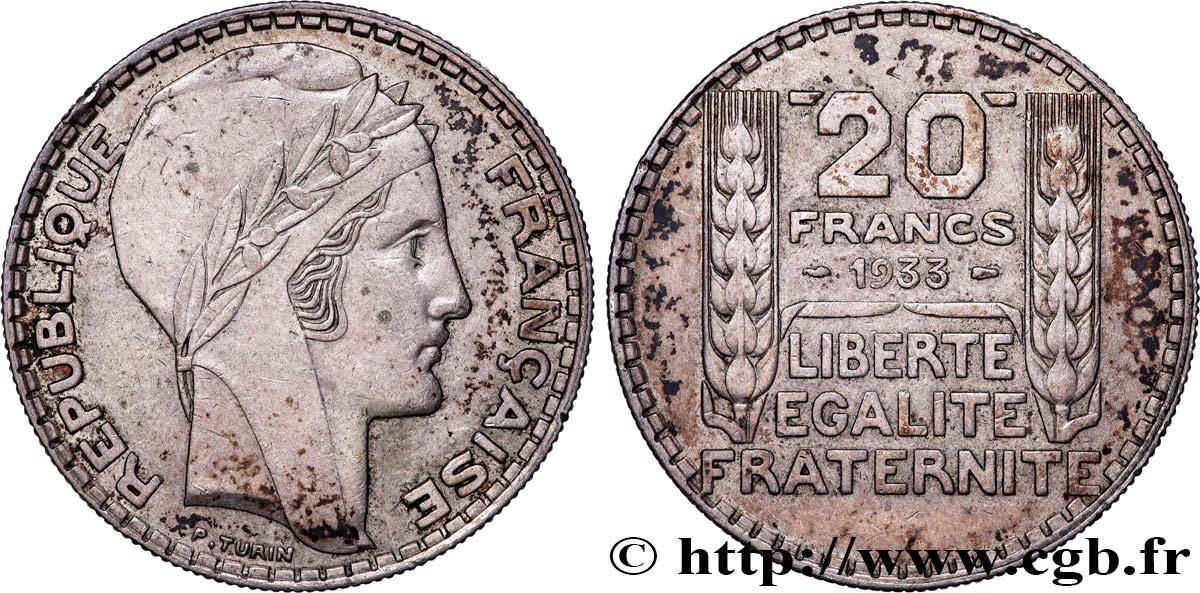 20 francs Turin, rameaux courts 1933  F.400/4 AU 