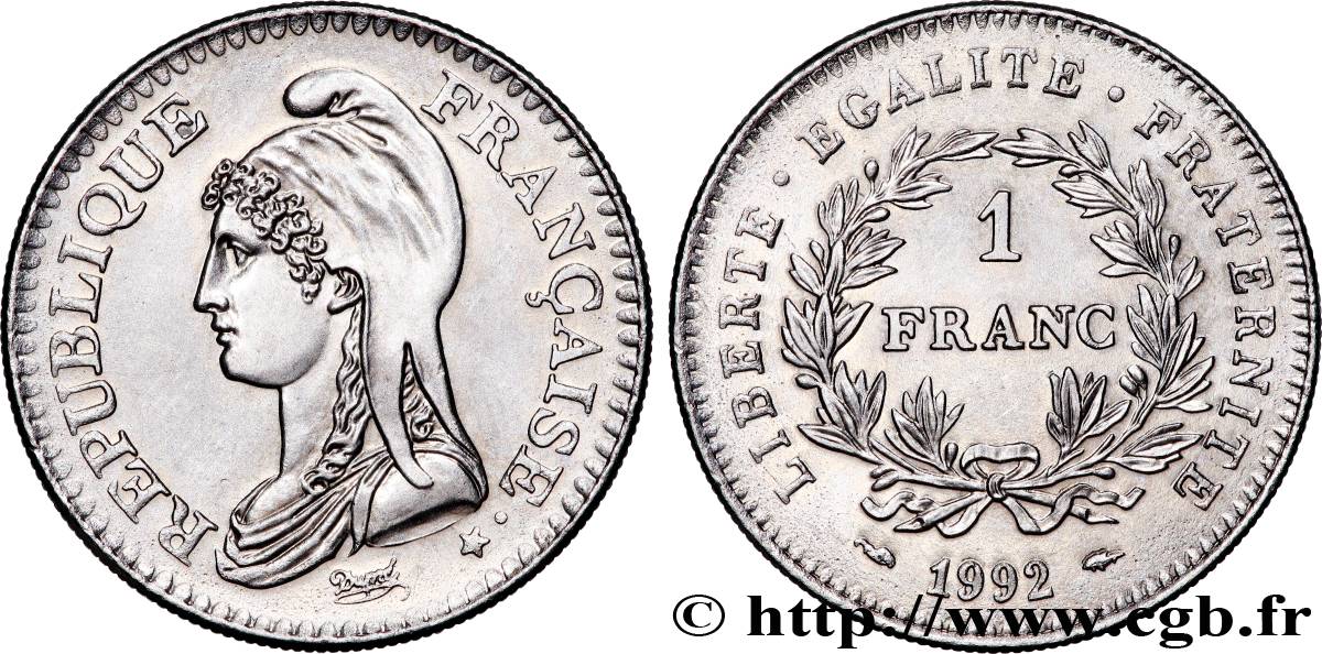 1 franc République 1992  F.229/2 SPL+ 