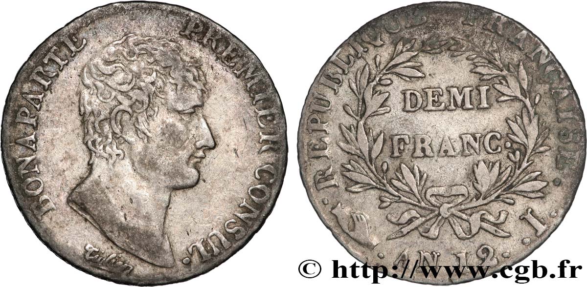 Demi-franc Bonaparte Premier Consul 1804 Limoges F.173/7 fSS 