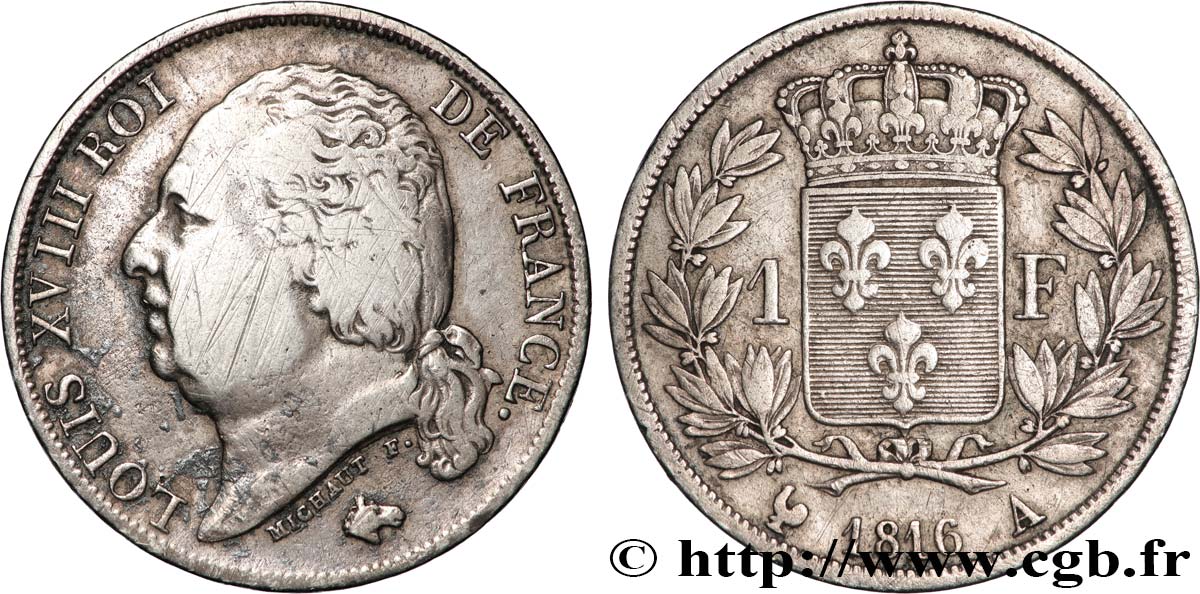 1 franc Louis XVIII 1816 Paris F.206/1 S 