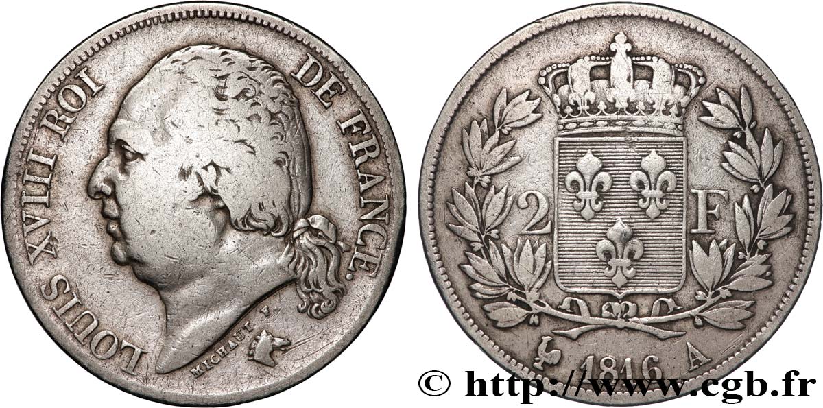 2 francs Louis XVIII 1816 Paris F.257/1 q.MB 