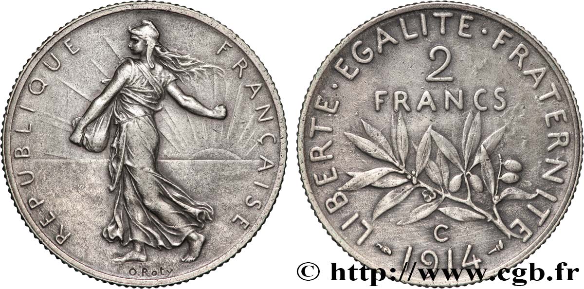 2 francs Semeuse 1914 Castelsarrasin F.266/16 VZ+ 