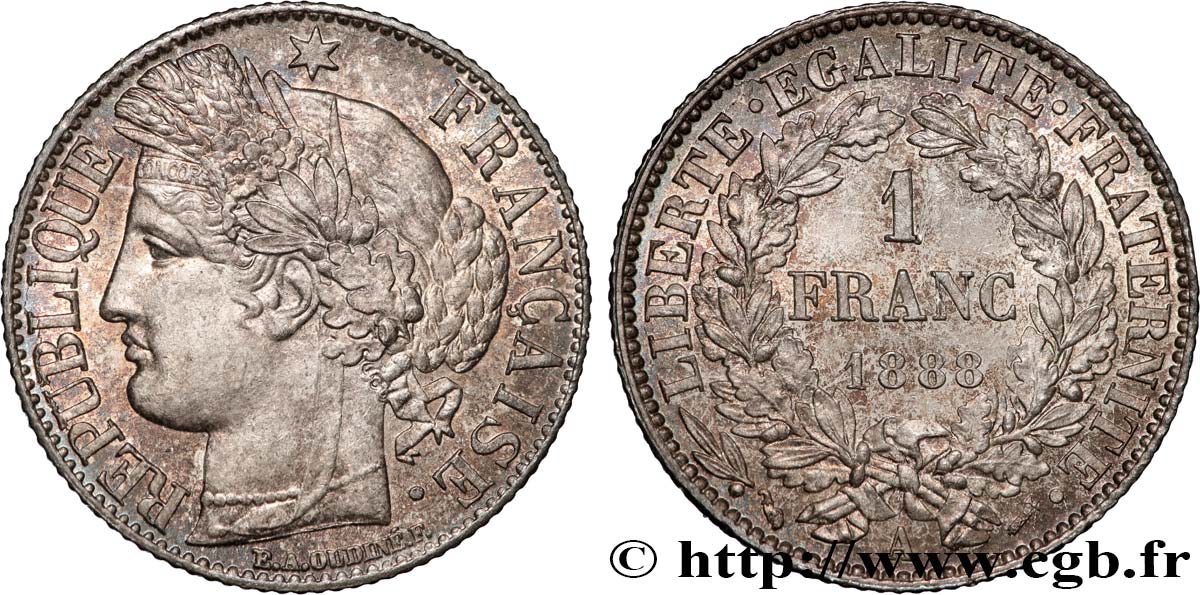 1 franc Cérès, IIIe République 1888 Paris F.216/10 SUP 