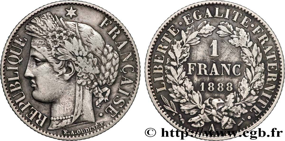 1 franc Cérès, IIIe République 1888 Paris F.216/10 XF 