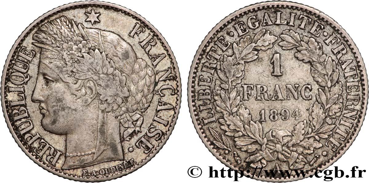 1 franc Cérès, Troisième République 1894 Paris F.216/12 SS 