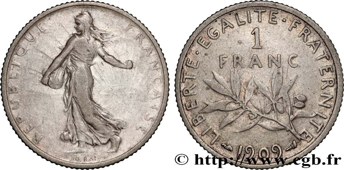 1 franc Semeuse 1909 Paris F.217/14 fSS 