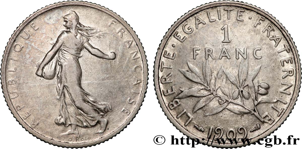 1 franc Semeuse 1909 Paris F.217/14 BC+ 