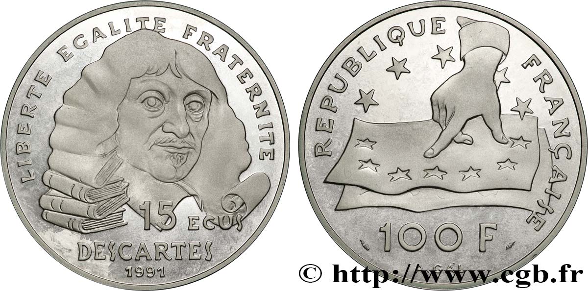 Belle Epreuve 15 écus / 100 francs - Descartes 1991  F.2001 01 fST 