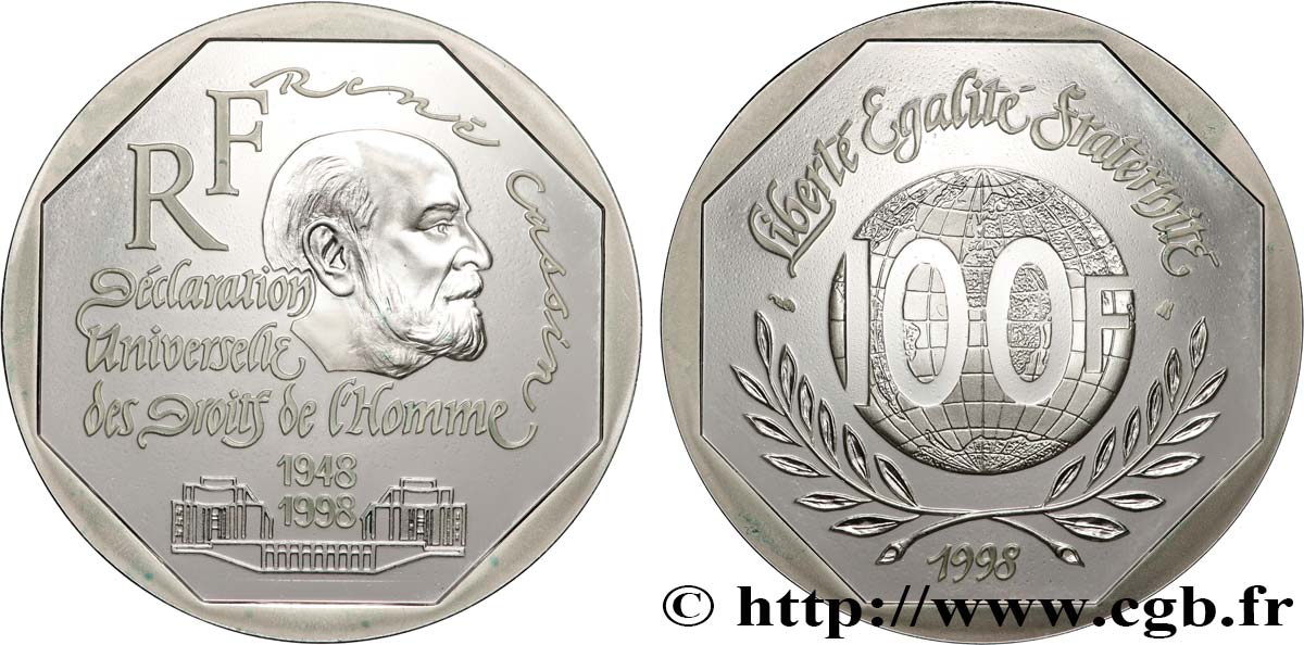 Belle Épreuve 100 francs - René Cassin 1998 Pessac F5.1676 1 SPL 