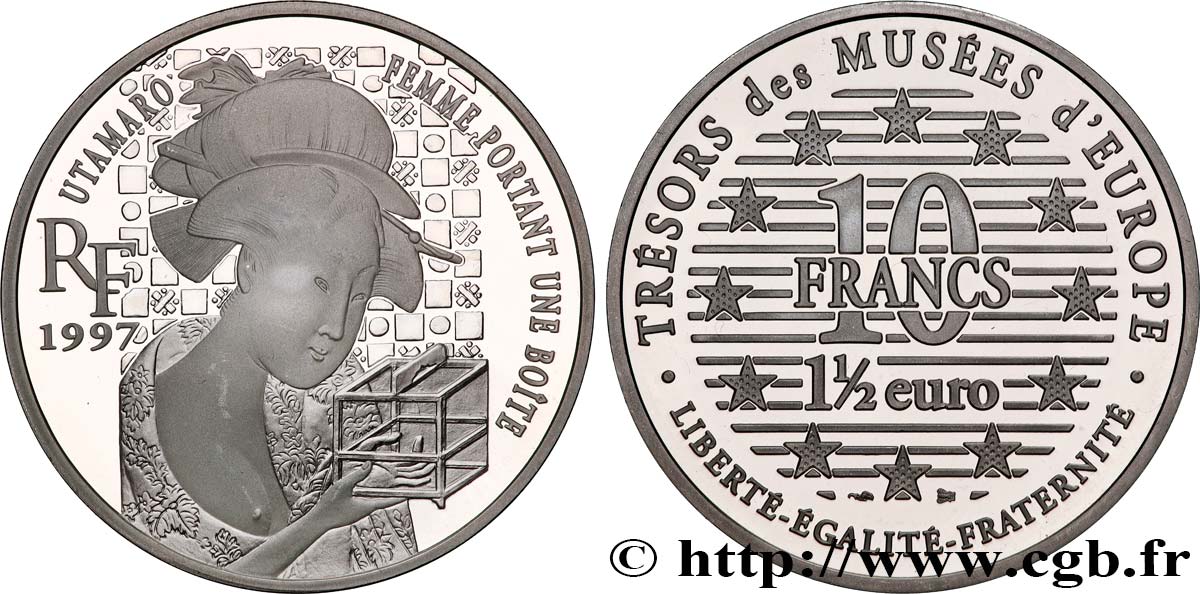 Belle Epreuve 1½ Euro / 10 Francs - Femme portant une boîte d’Utamaro 1997  F.1909 1 MS 