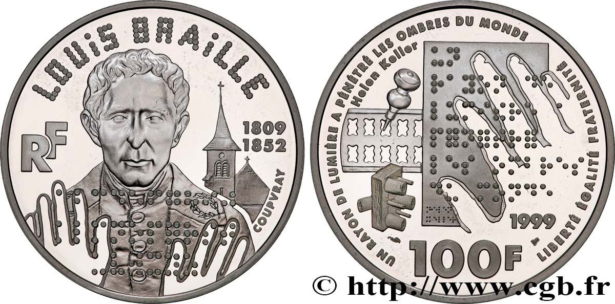 Belle Épreuve 100 francs - Louis Braille 1999 Paris F5.1672 1 SC 