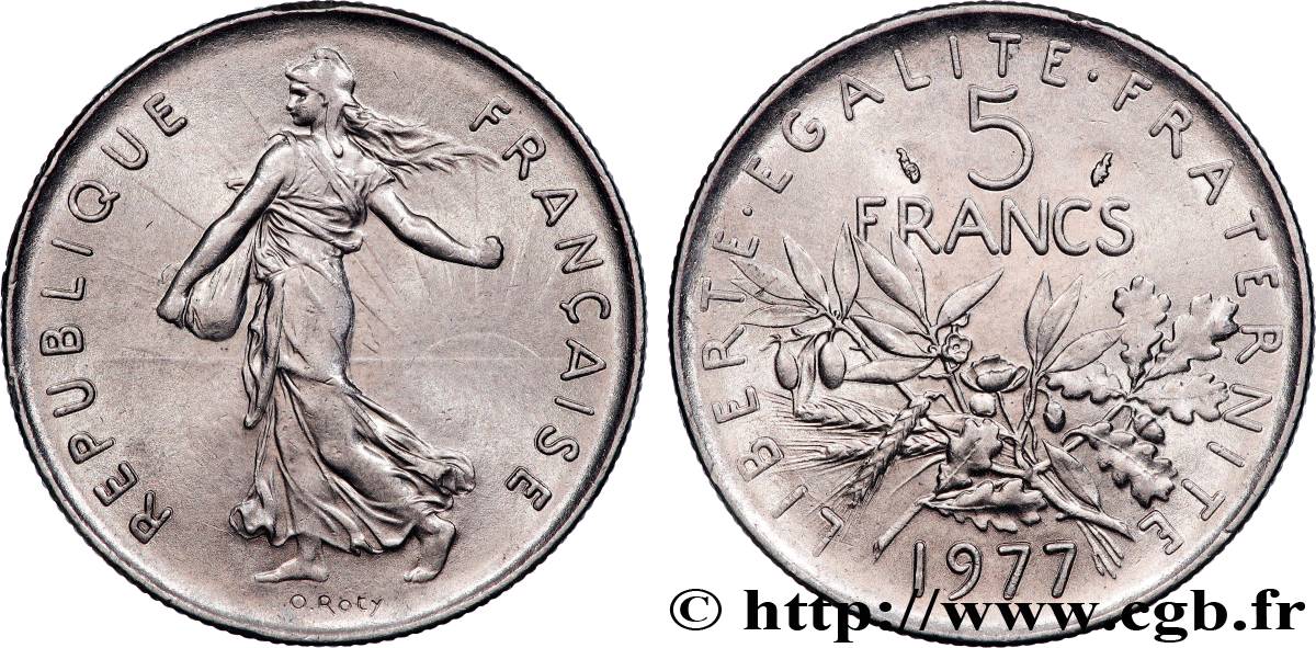 5 francs Semeuse, nickel 1977 Pessac F.341/9 SPL 