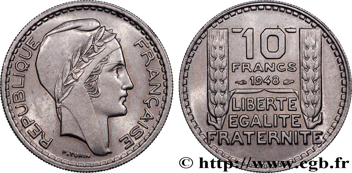 10 francs Turin, petite tête 1948  F.362/3 SUP+ 