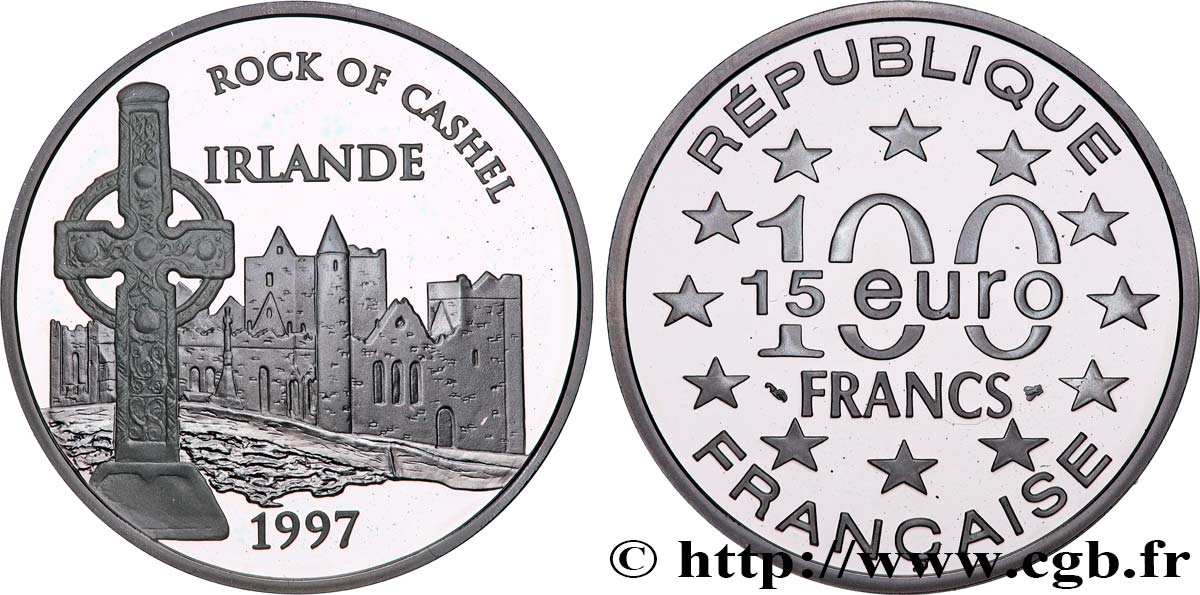 Belle Épreuve 15 euro / 100 francs - Le Rocher de Cashel (Irlande) 1997 Paris F.2027 1 MS 