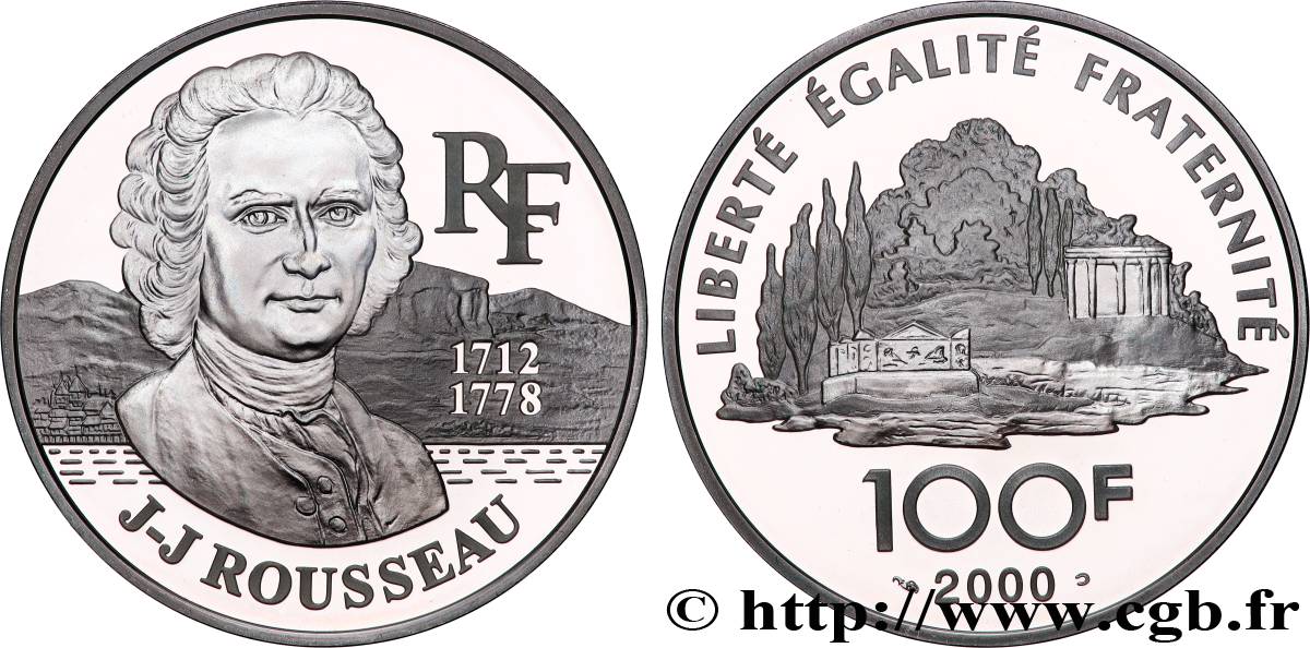 Belle Épreuve 100 francs - Jean-Jacques Rousseau 2000  F.1675 1 SC+ 