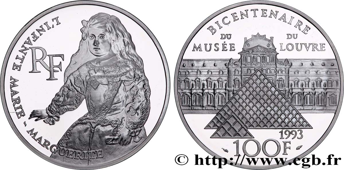 Belle Épreuve Argent 100 francs - Infante Marie-Marguerite 1993  F.1626 2 SC+ 