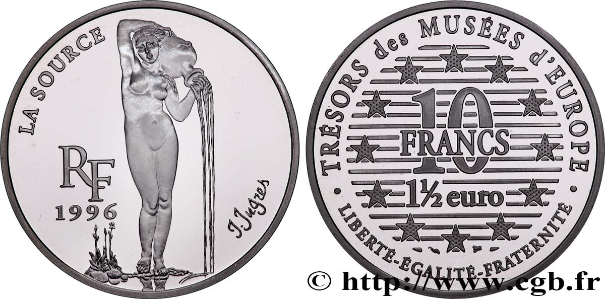 Belle Épreuve 1½ Euro / 10 Francs - La Source d’Ingres 1996 Paris F5.1901 1 ST 