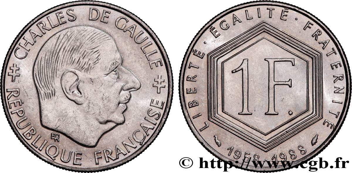 1 franc De Gaulle 1988  F.227/2 SUP+ 