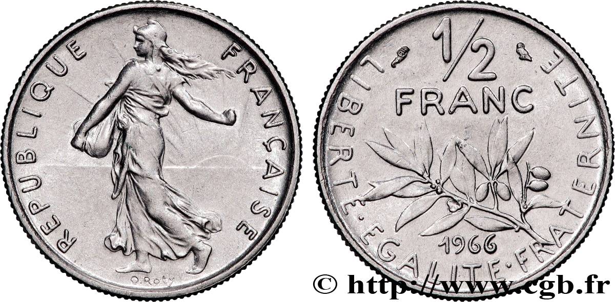 1/2 franc Semeuse 1966 Paris F.198/5 MS 