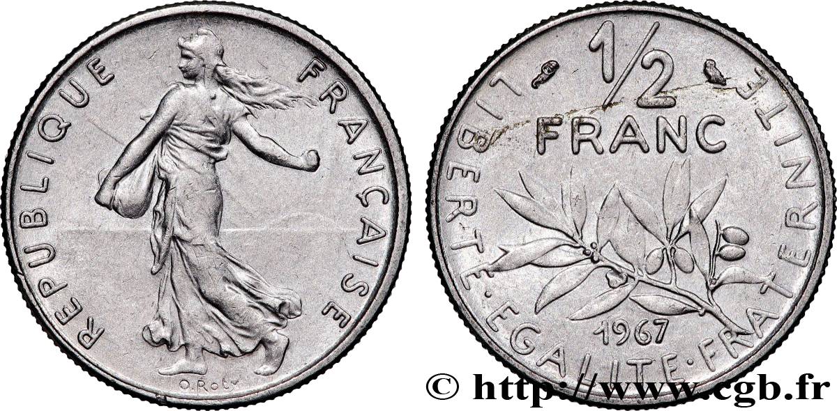 1/2 franc Semeuse 1967 Paris F.198/6 SPL 