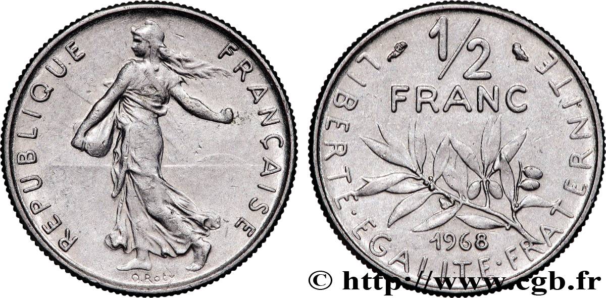 1/2 franc Semeuse 1968 Paris F.198/7 MS 