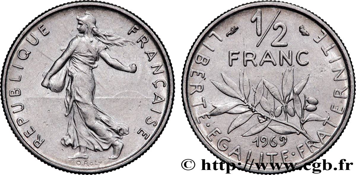 1/2 franc Semeuse 1969 Paris F.198/8 VZ 