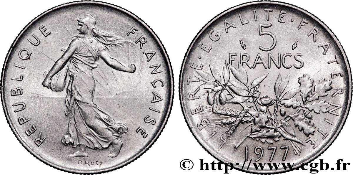 5 francs Semeuse, nickel 1977 Pessac F.341/9 q.SPL 