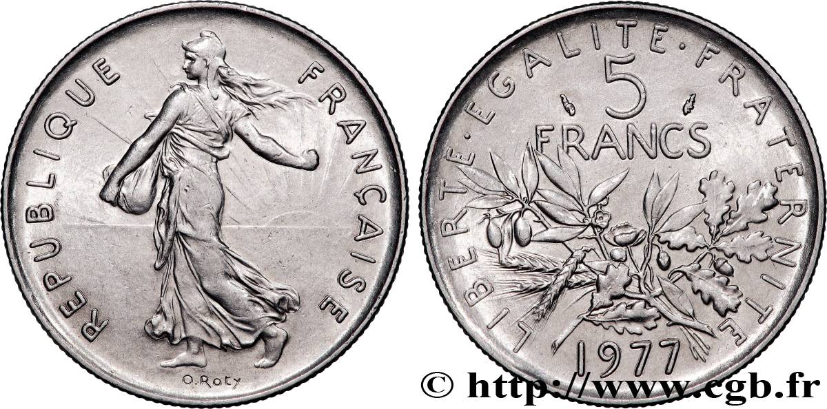 5 francs Semeuse, nickel 1977 Pessac F.341/9 AU 