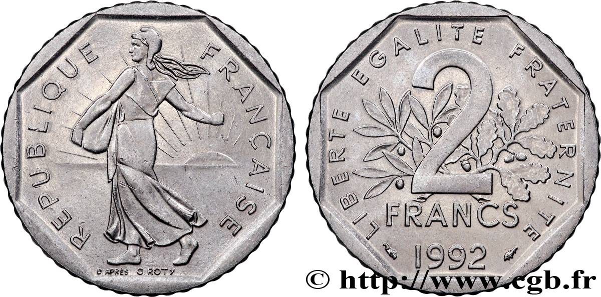 2 francs Semeuse, nickel 1992 Pessac F.272/17 VZ 