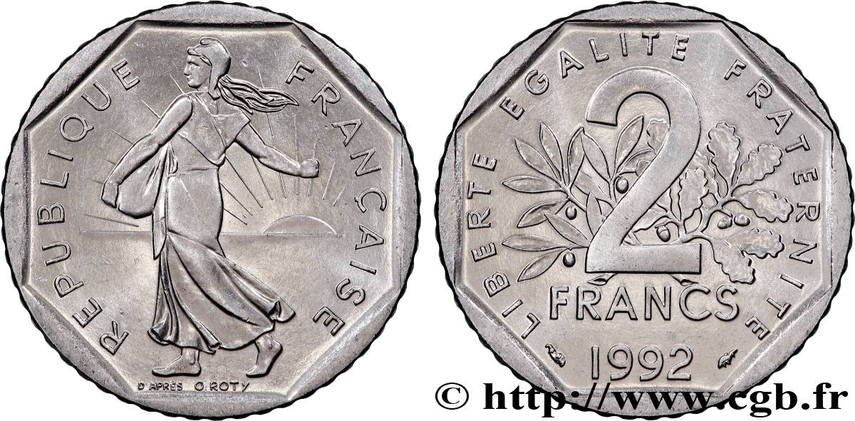 2 francs Semeuse, nickel 1992 Pessac F.272/17 EBC 