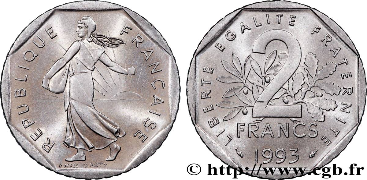 2 francs Semeuse, nickel 1993 Pessac F.272/19 EBC 