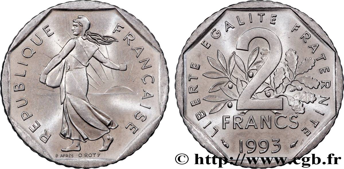 2 francs Semeuse, nickel 1993 Pessac F.272/19 SUP 