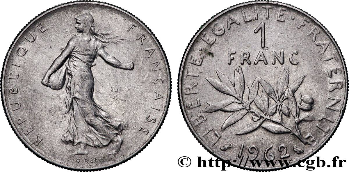 1 franc Semeuse, nickel 1962 Paris F.226/7 MBC 