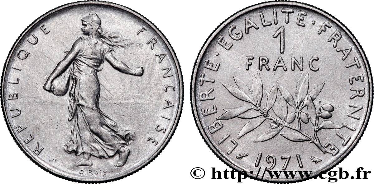 1 franc Semeuse, nickel 1971 Paris F.226/16 SUP+ 