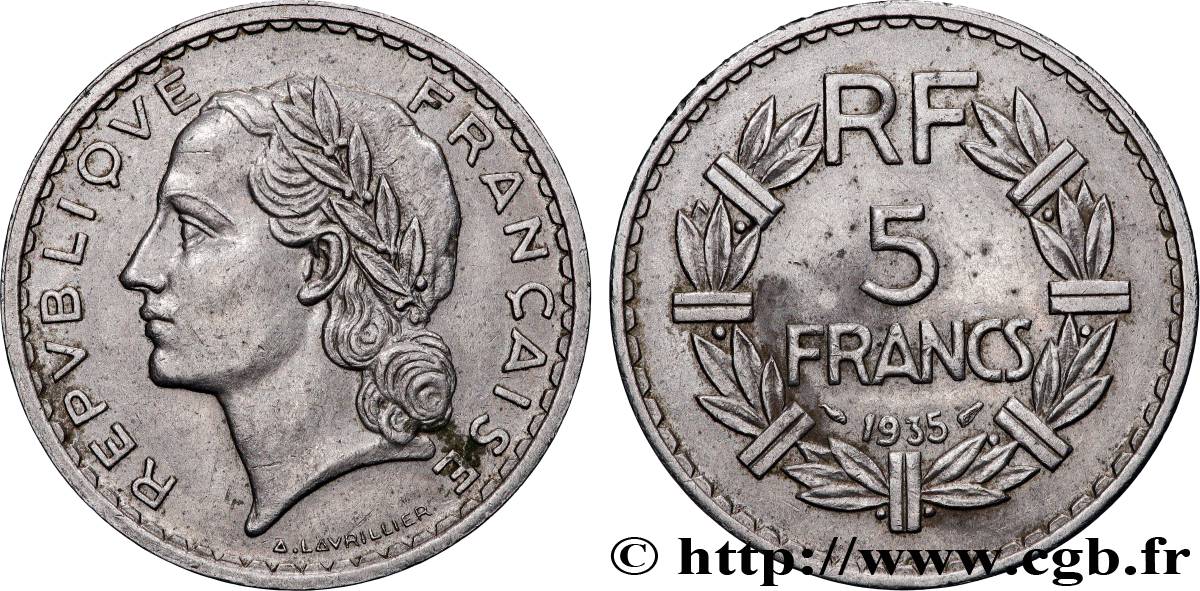 5 francs Lavrillier, nickel 1935  F.336/4 AU 