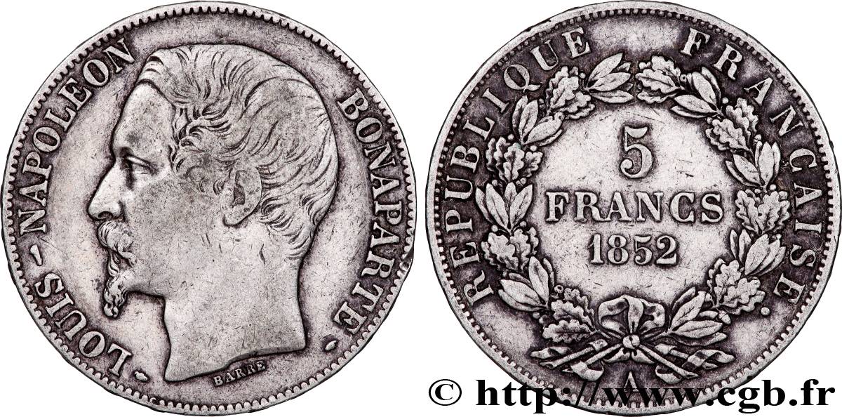 5 francs Louis-Napoléon, 2ème type 1852 Paris F.329/2 fSS 