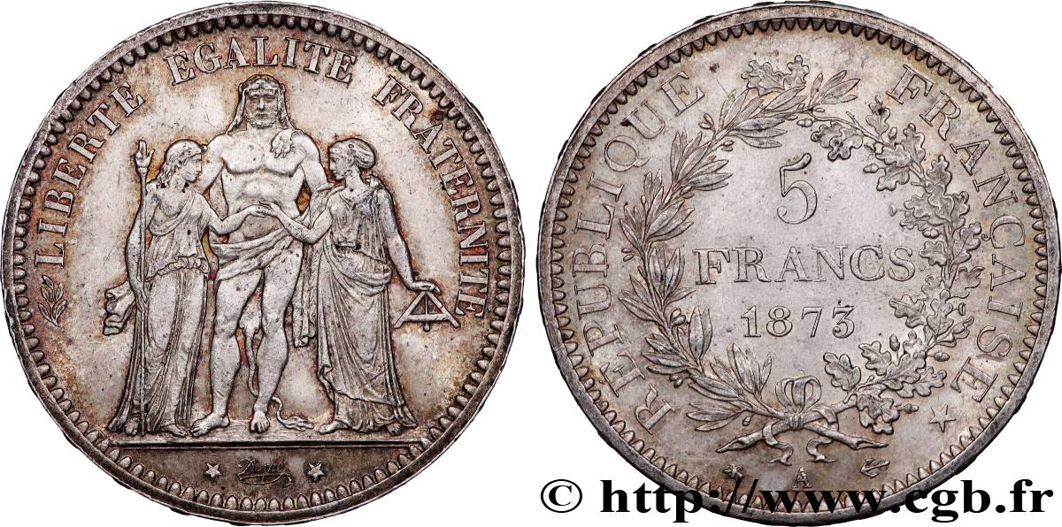 5 francs Hercule 1873 Paris F.334/9 EBC58 