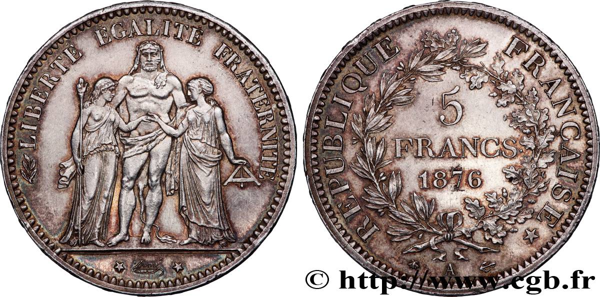 5 francs Hercule 1876 Paris F.334/17 EBC 