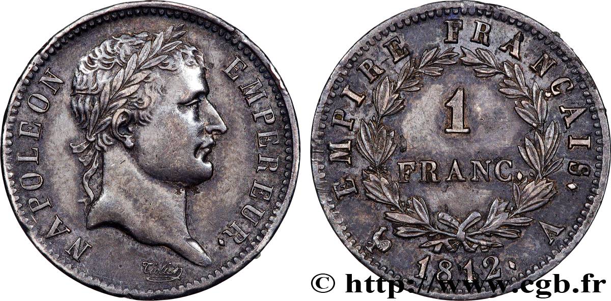 1 franc Napoléon Ier tête laurée, Empire français 1812 Paris F.205/42 q.SPL 