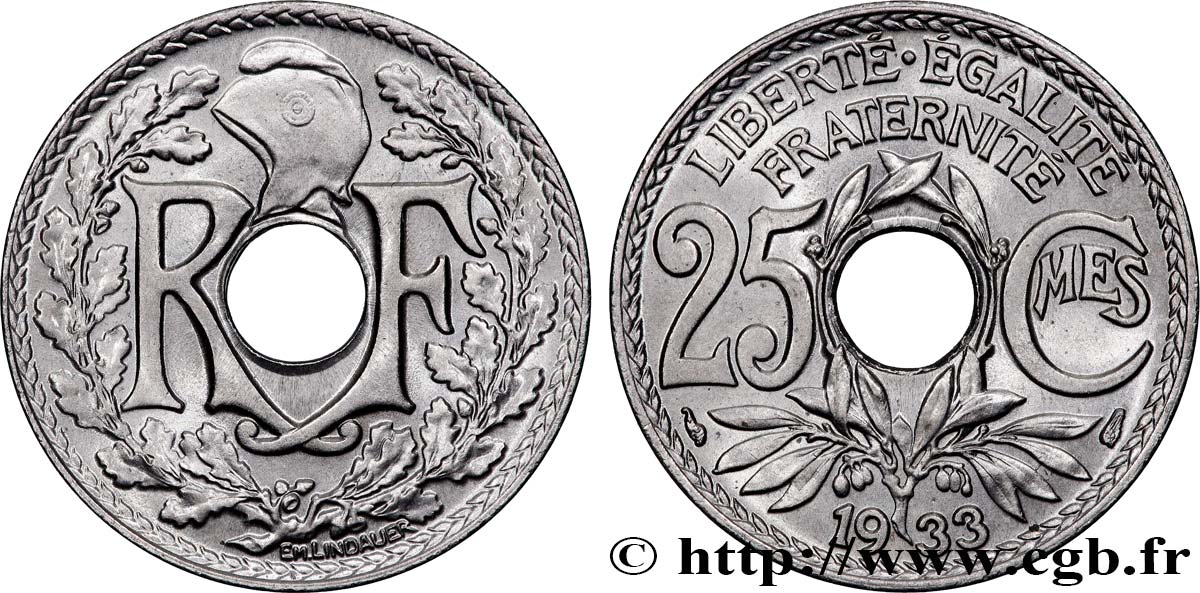 25 centimes Lindauer 1933  F.171/17 MS65 