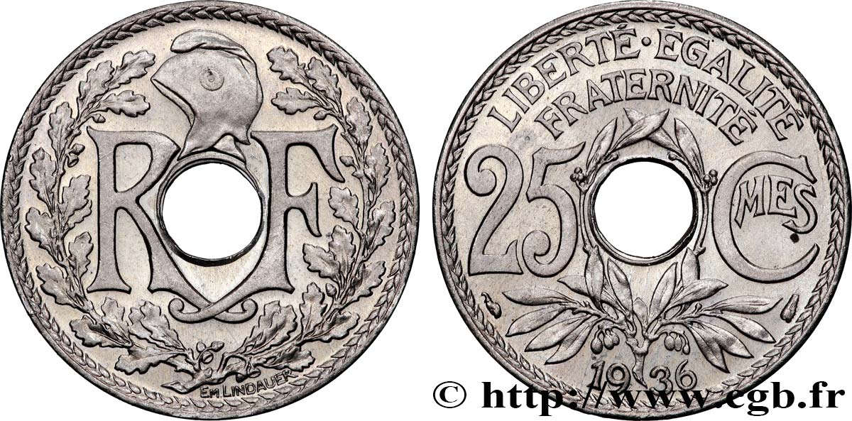 25 centimes Lindauer 1936  F.171/19 SPL64 