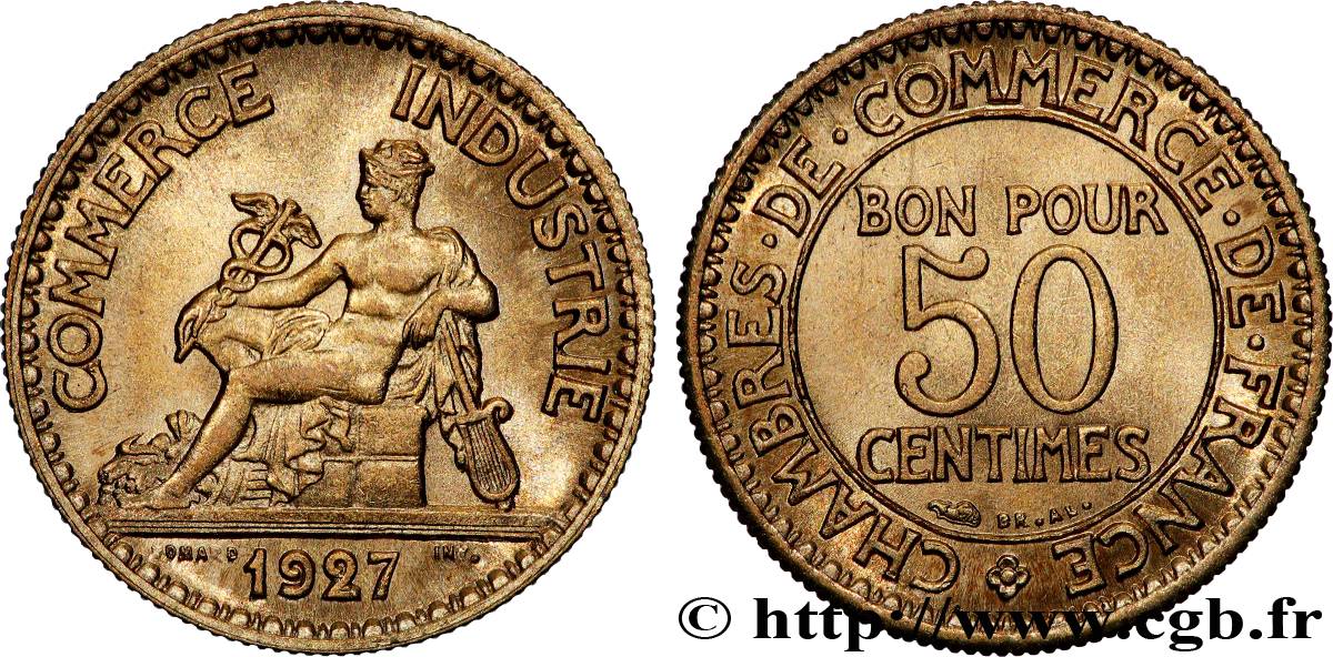 50 centimes Chambres de Commerce 1927 Paris F.191/9 SPL63 