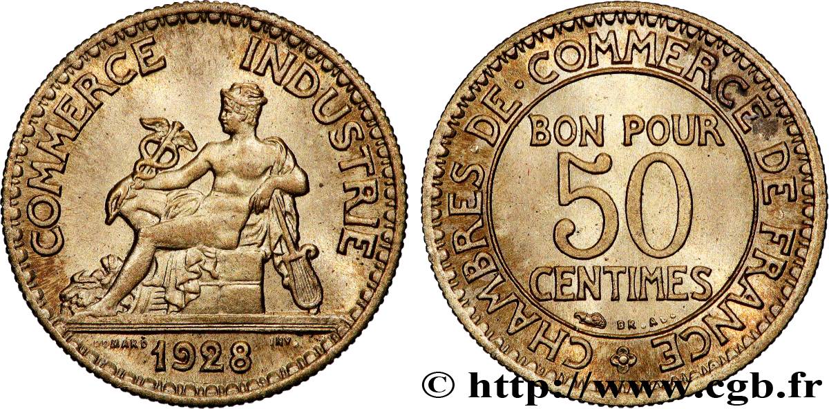 50 centimes Chambres de Commerce 1928 Paris F.191/10 fST64 