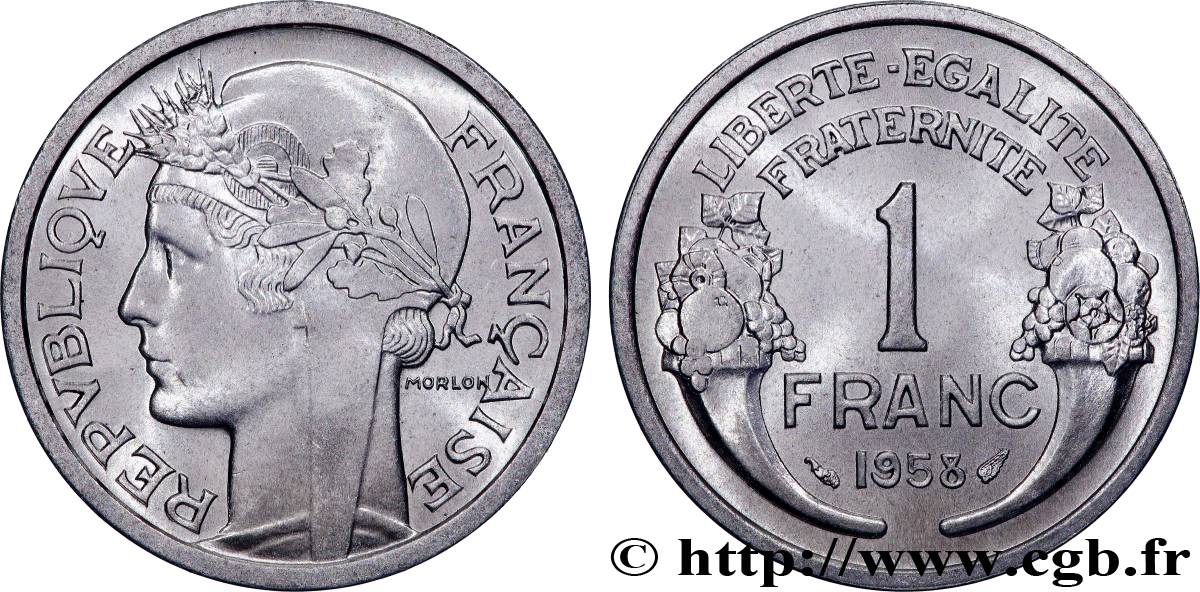 1 franc Morlon, légère 1958  F.221/21 MS66 