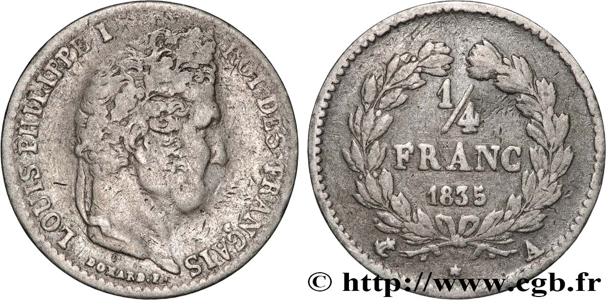 1/4 franc Louis-Philippe 1835 Paris F.166/49 MB 